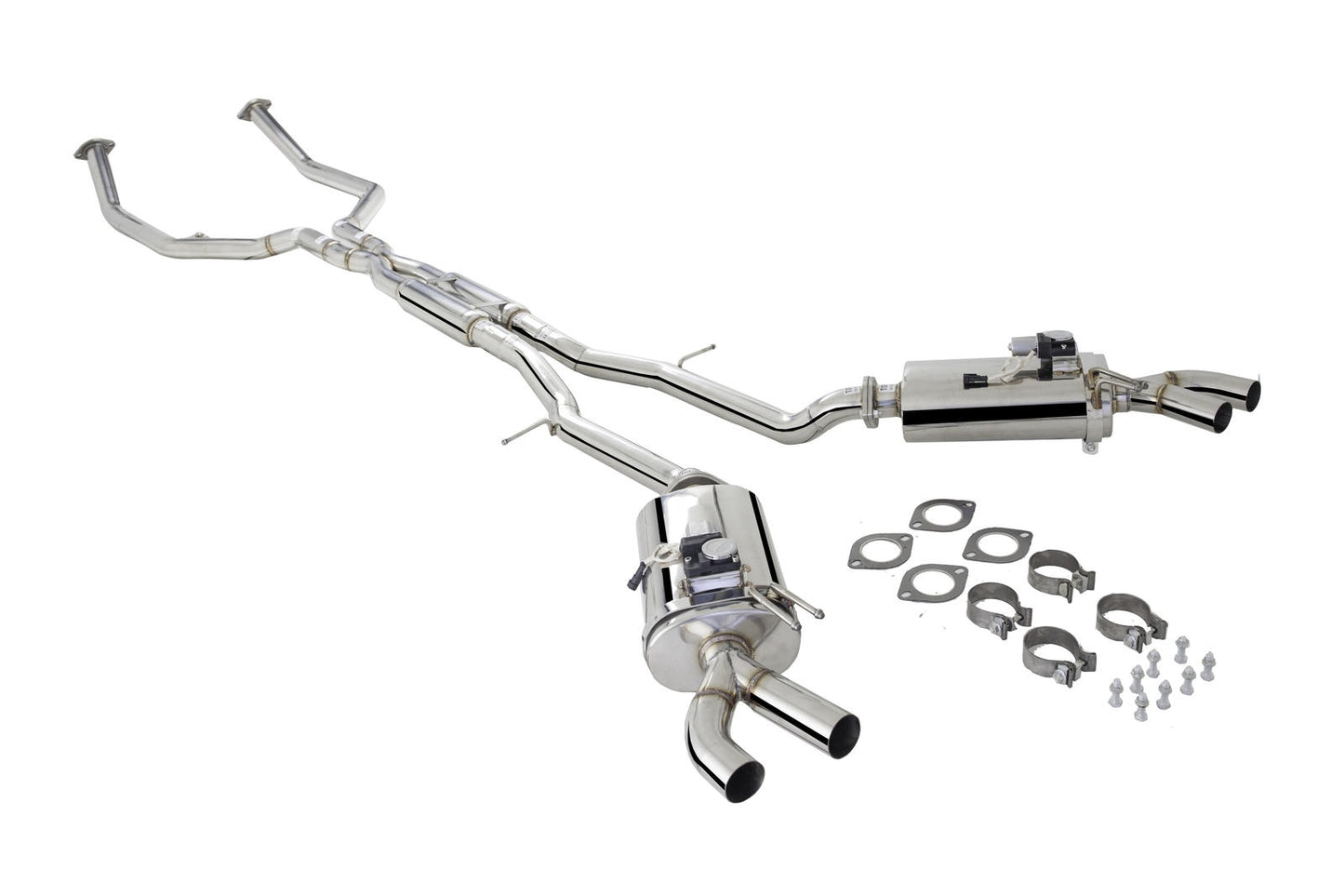 XFORCE - Kia Stinger GT - Polished Stainless Steel Cat-Back System With Twin 2.5″ Piping Varex Rear Mufflers