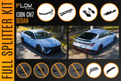 Flow Designs CN7 V2 i30N Sedan FL 2024+ Full Lip Splitter Set