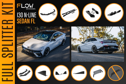 Flow Designs Hyundai CN7 V2 i30 N-Line Sedan FL 2025+ - Full Lip Splitter Set