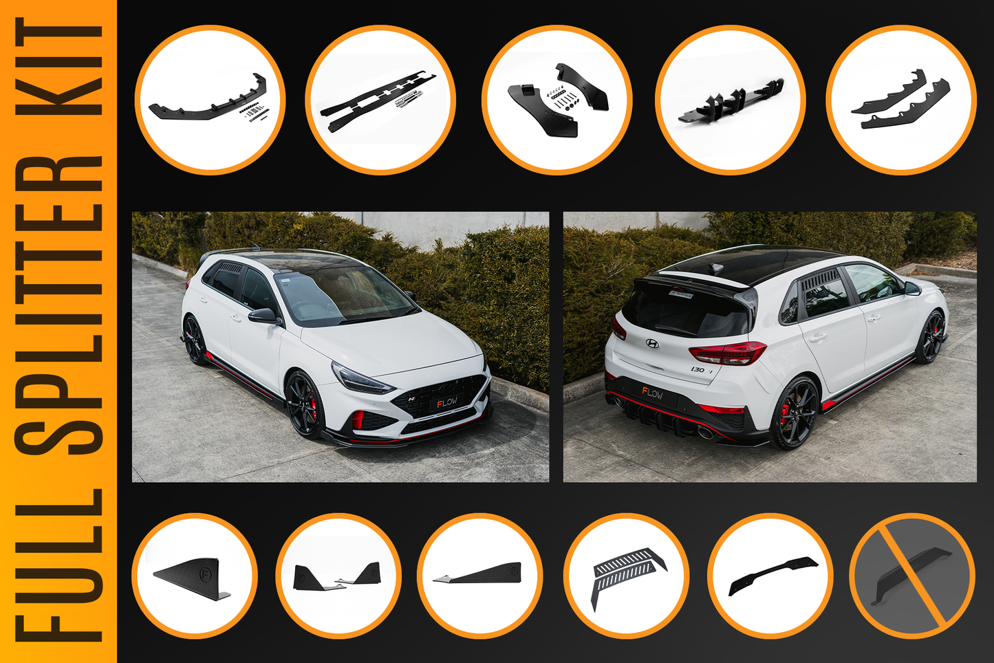 Flow Designs i30N Hatch PDE V6 FL2 2025 Full Lip Splitter Set