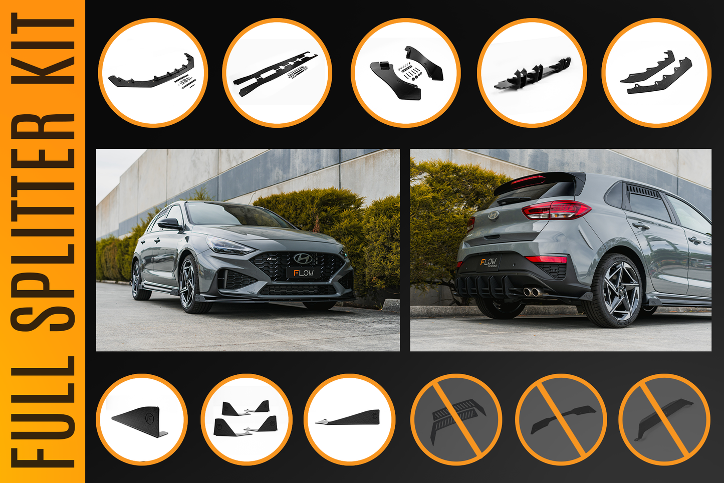 Flow Designs i30N-Line Hatch PDe.V6 FL 2024+ Full Lip Splitter Set