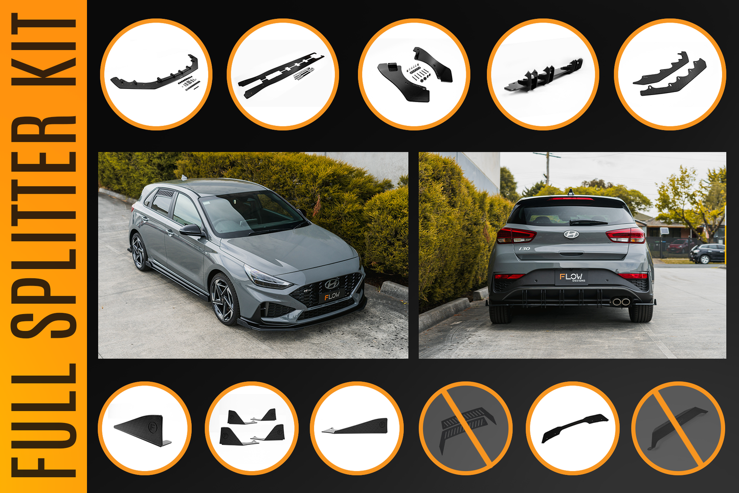 Flow Designs i30N-Line Hatch PDe.V6 FL 2024+ Full Lip Splitter Set