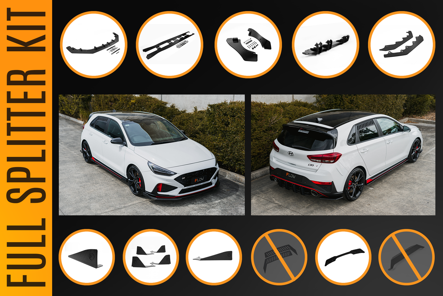 Flow Designs i30N Hatch PDE V6 FL2 2025 Full Lip Splitter Set
