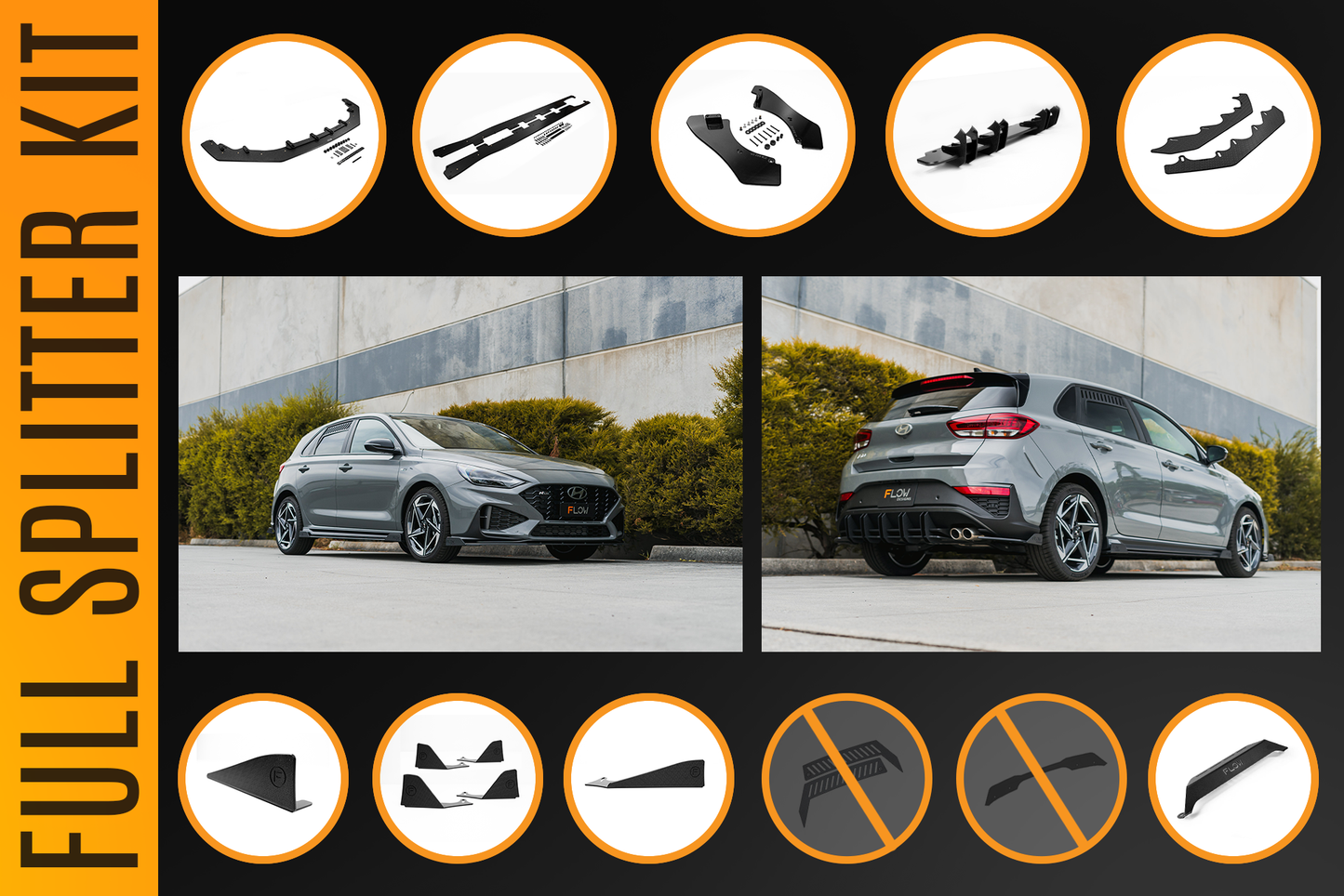 Flow Designs i30N-Line Hatch PDe.V6 FL 2024+ Full Lip Splitter Set