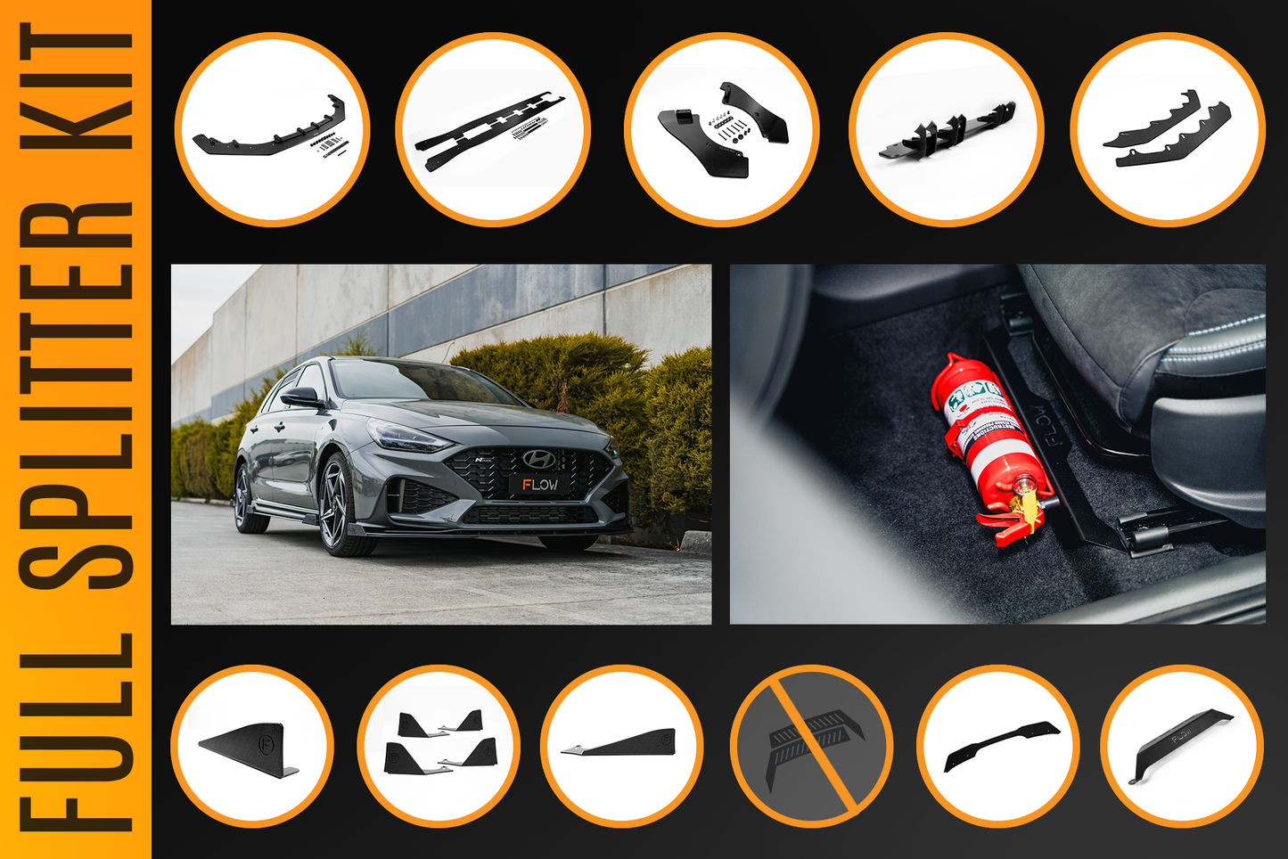 Flow Designs i30N-Line Hatch PDe.V6 FL 2024+ Full Lip Splitter Set
