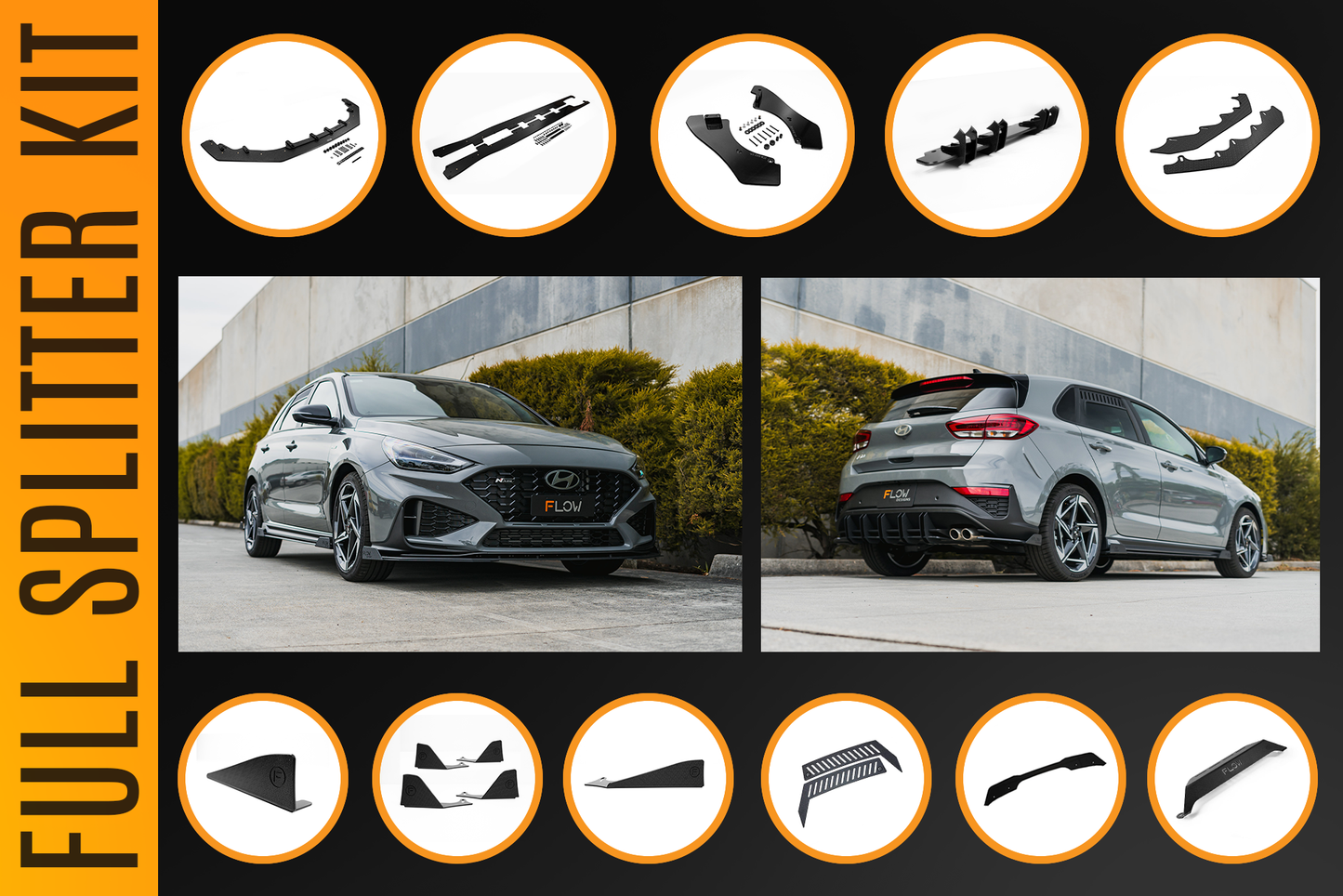 Flow Designs i30N-Line Hatch PDe.V6 FL 2024+ Full Lip Splitter Set