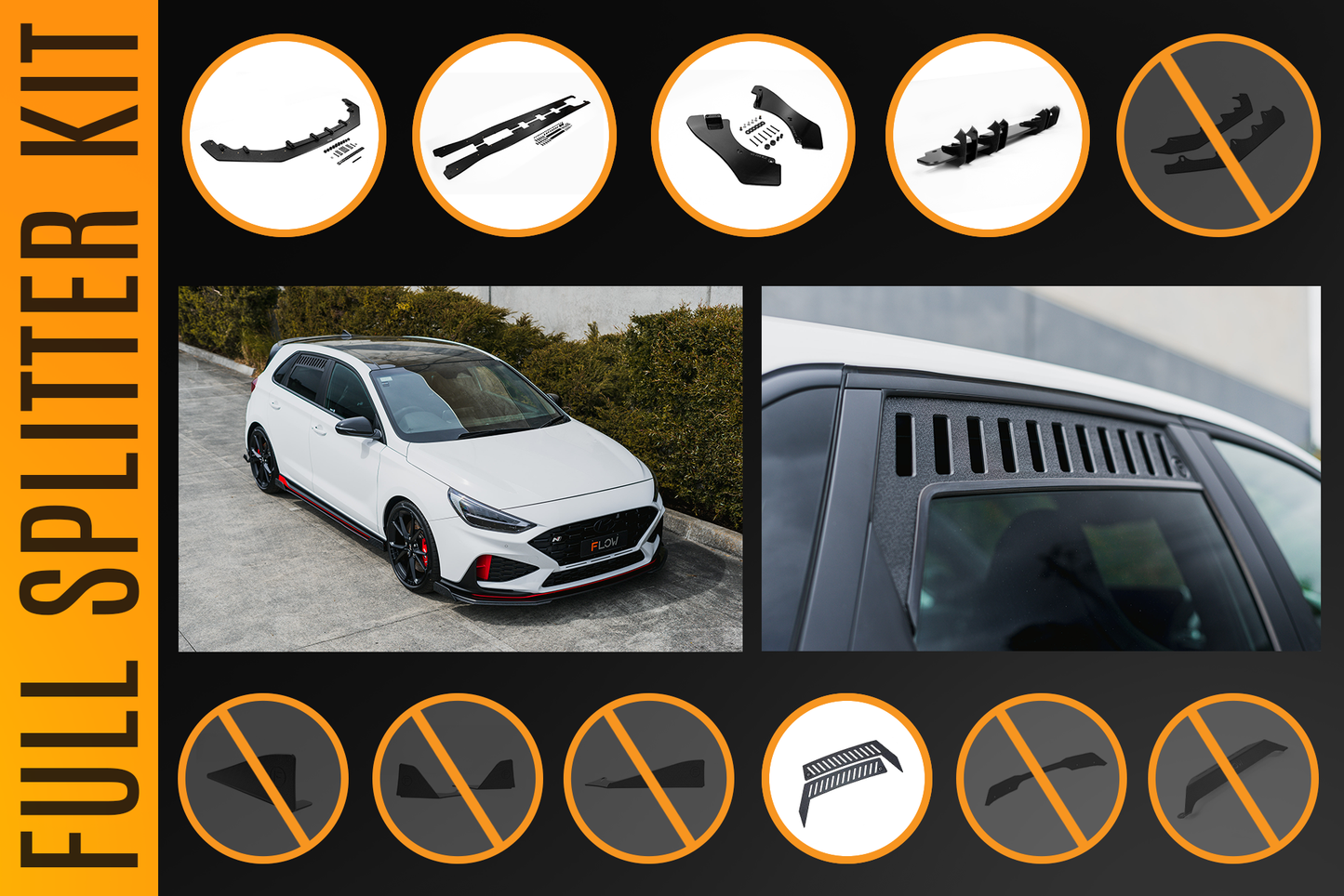 Flow Designs i30N Hatch PDE V6 FL2 2025 Full Lip Splitter Set