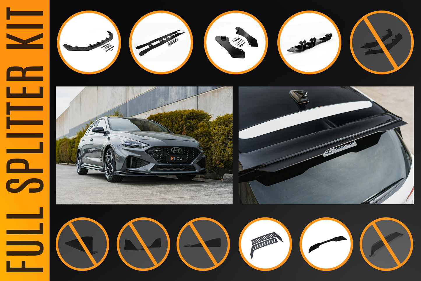 Flow Designs i30N-Line Hatch PDe.V6 FL 2024+ Full Lip Splitter Set