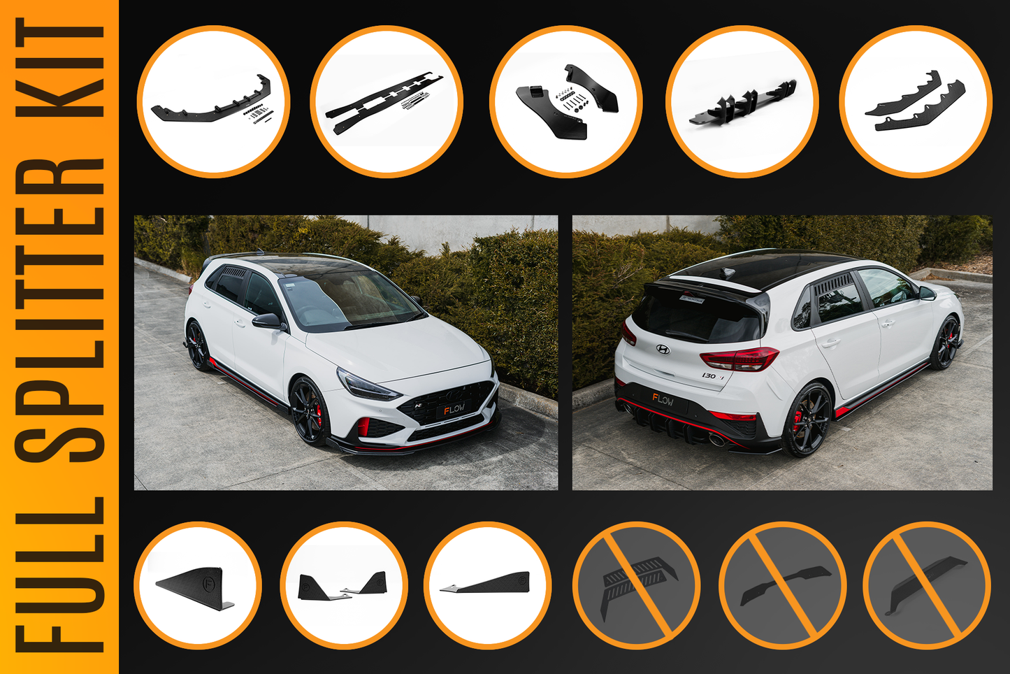 Flow Designs i30N Hatch PDE V6 FL2 2025 Full Lip Splitter Set