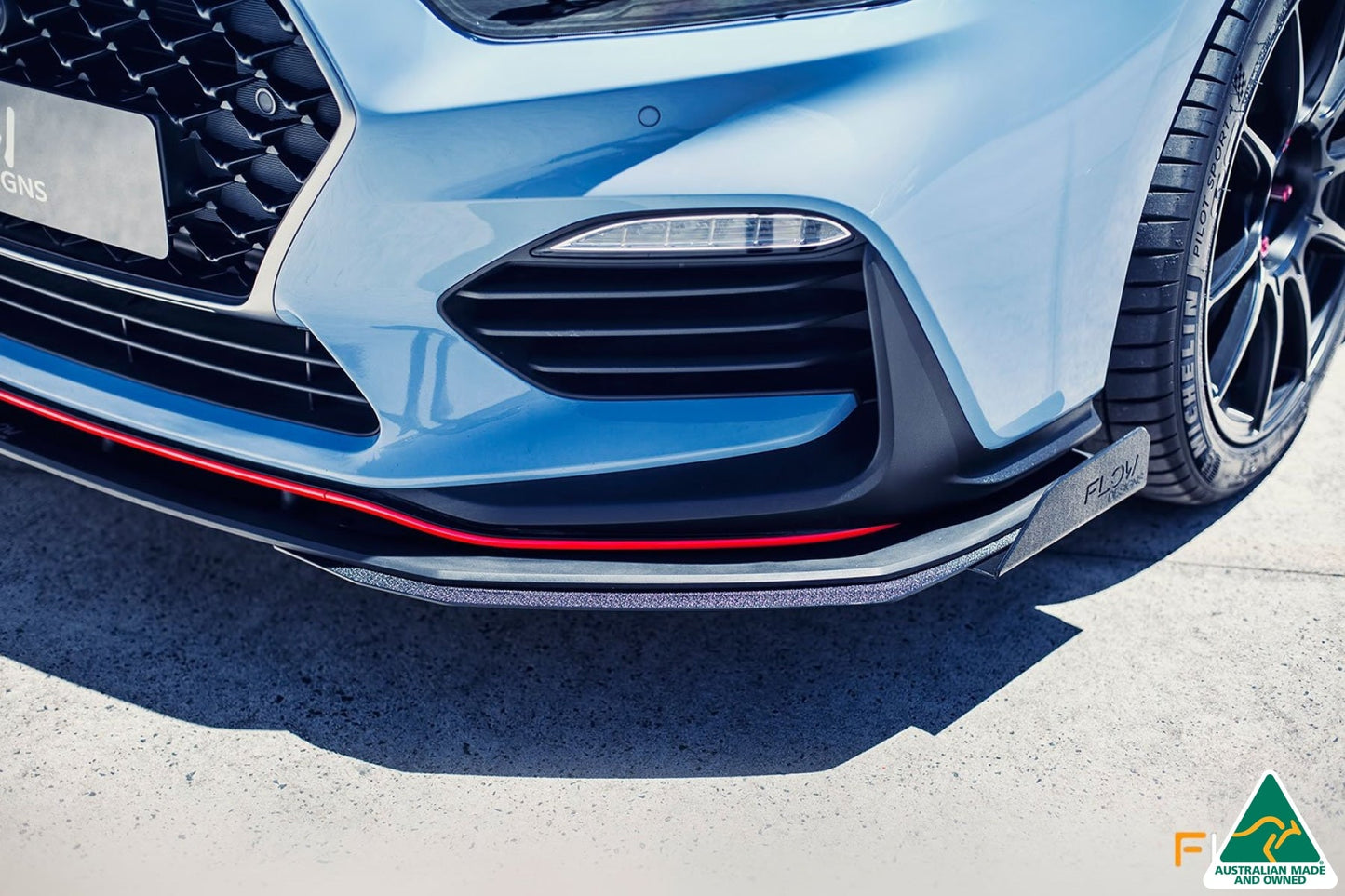 Flow Designs i30N Hatch PD (2018-2020) Front Lip Splitter & Reinforcement Brackets