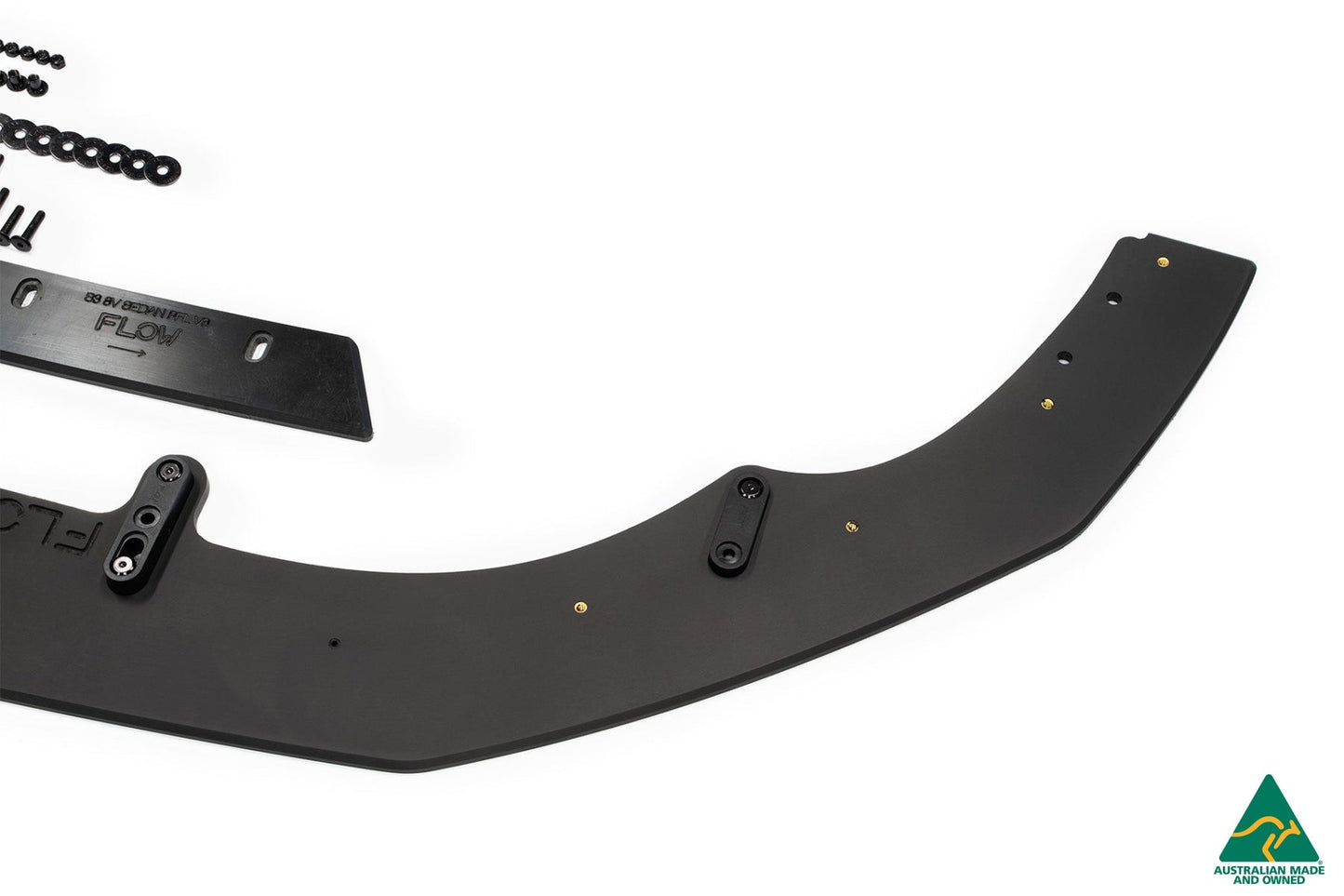 Flow Designs S3 8V Sedan Pre-Facelift Front Lip Splitter V3 & Mounting Brace