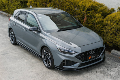 Flow Designs i30N-Line Hatch PDe.V6 FL 2024+ Front Lip Splitter Extensions (Pair)