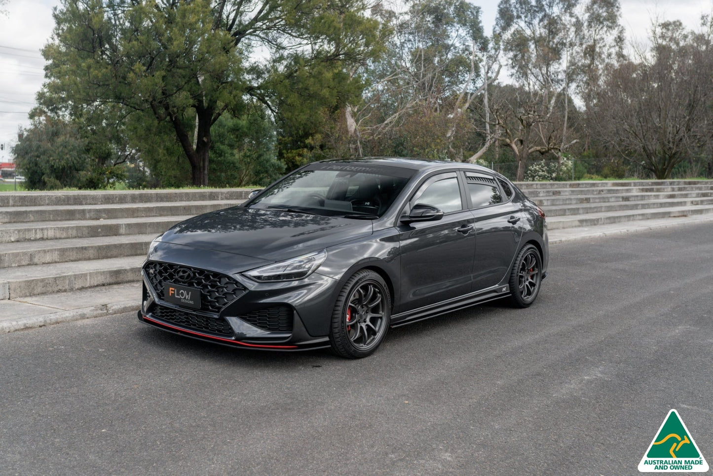 Flow Designs i30N Fastback PD FL 2022+ Front Lip Splitter & Reinforcement Brackets