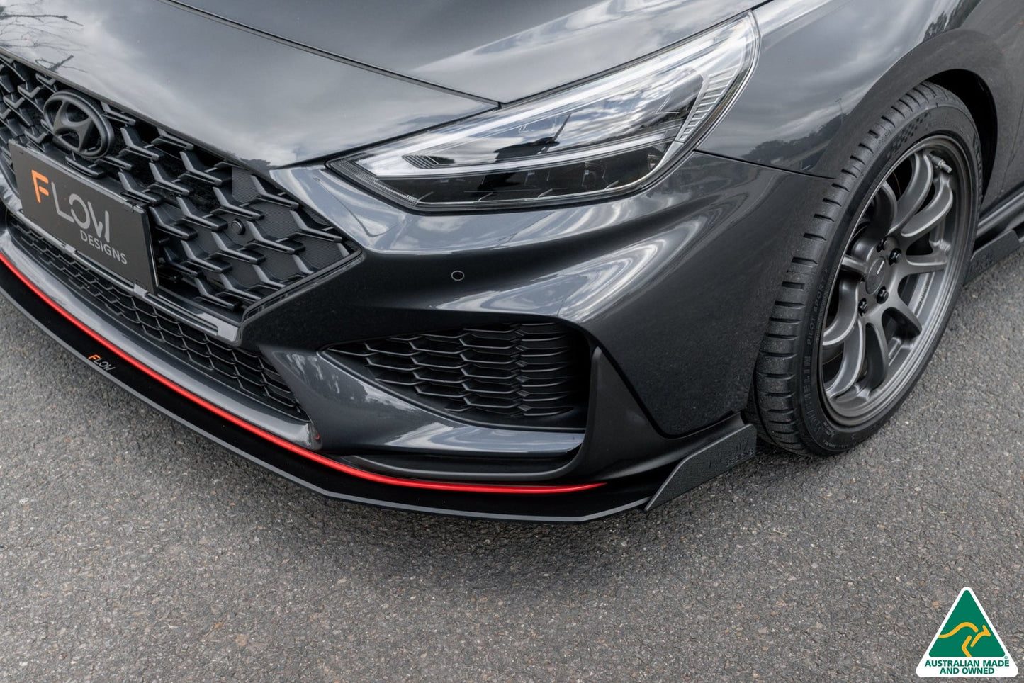 Flow Designs i30N Fastback PD FL 2022+ Front Lip Splitter & Reinforcement Brackets