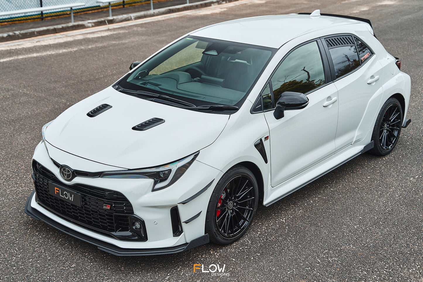 Flow Designs Corolla GR Chassis Mounted Front Lip Splitter (TEXTURED)