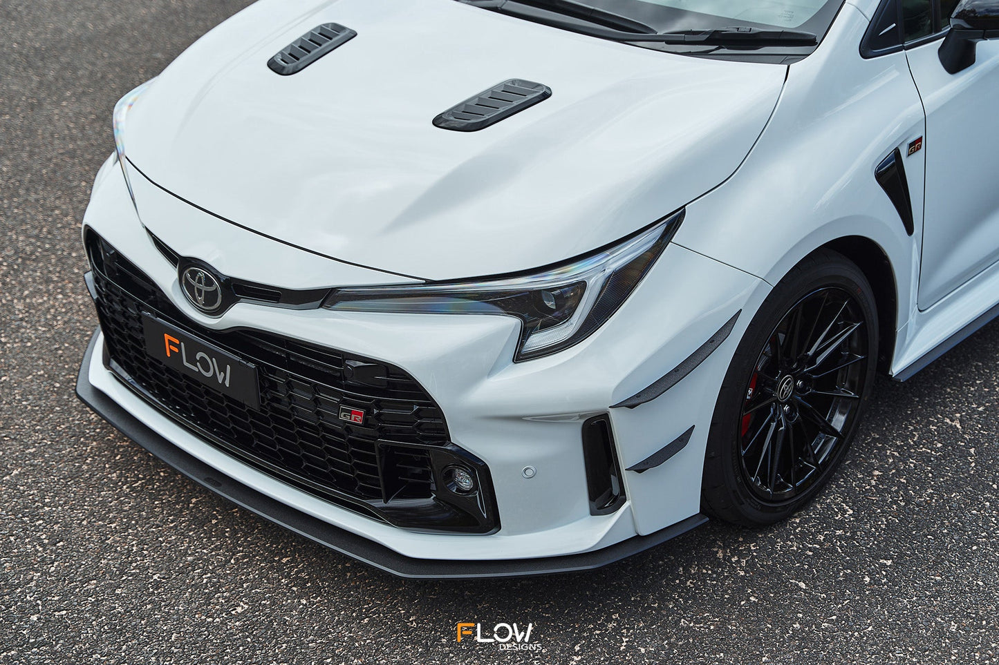 Flow Designs Corolla GR Chassis Mounted Front Lip Splitter (TEXTURED)