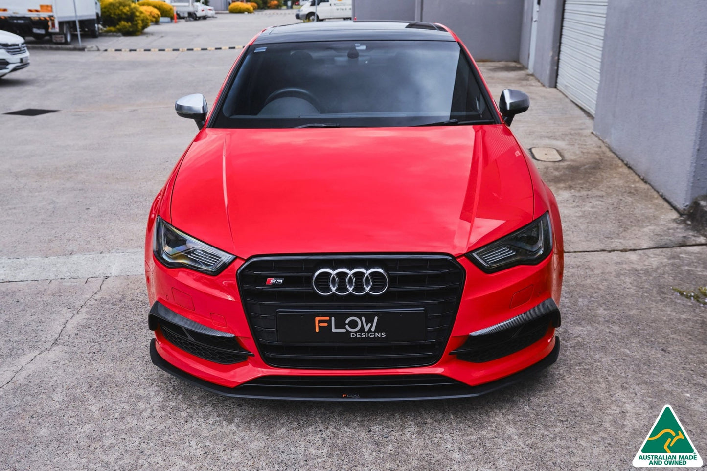 Flow Designs S3 8V Sedan Pre-Facelift Front Lip Splitter V3 & Mounting Brace