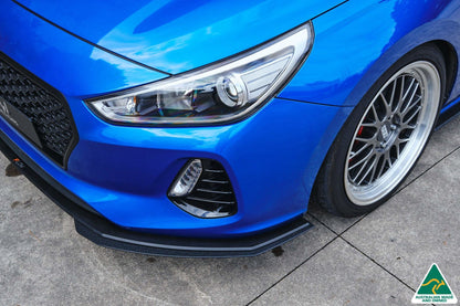 Flow Designs DEMO STOCK - i30 SR Hatch (2017-2018) Front Lip Splitter & Mounting Brace - GLOSS BLACK