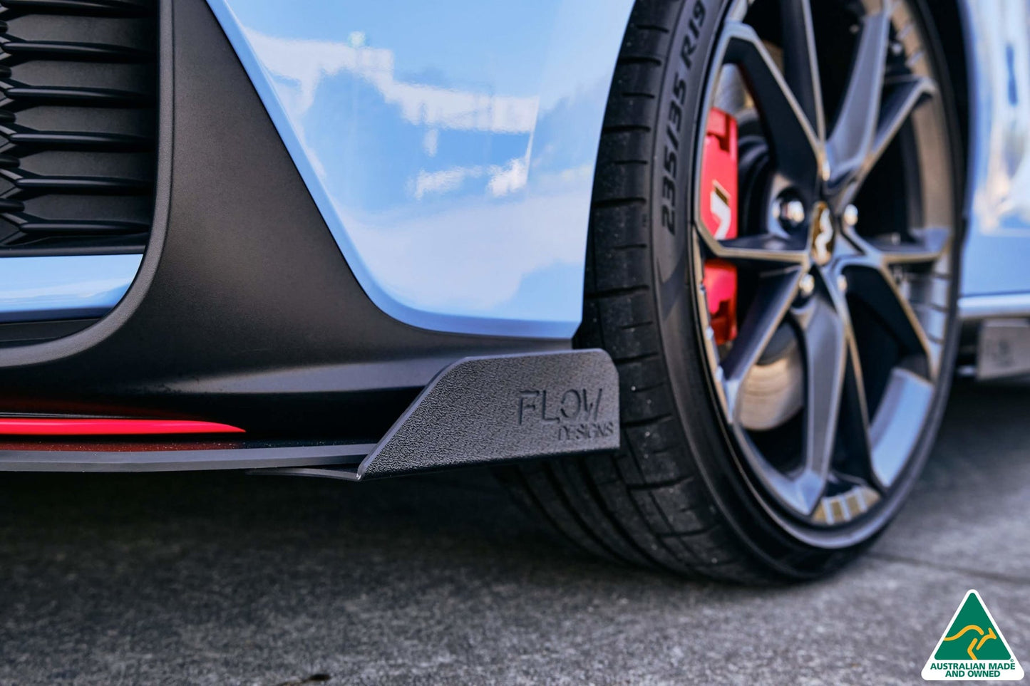 Flow Designs i30N Hatch PD FL 2021 Front Lip Splitter & Reinforcement Brackets
