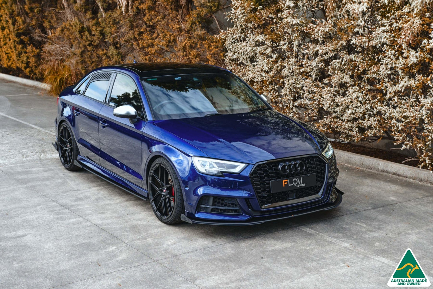 Flow Designs S3 8V Sedan Facelift Front Lip Splitter & Mounting Brace