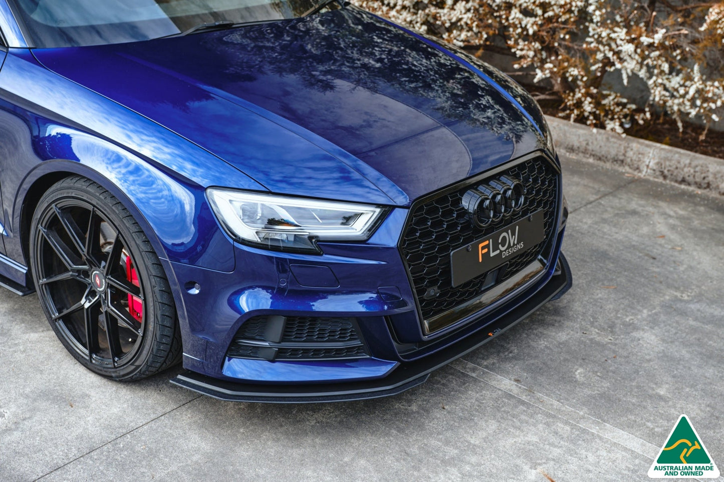 Flow Designs S3 8V Sedan Facelift Front Lip Splitter & Mounting Brace