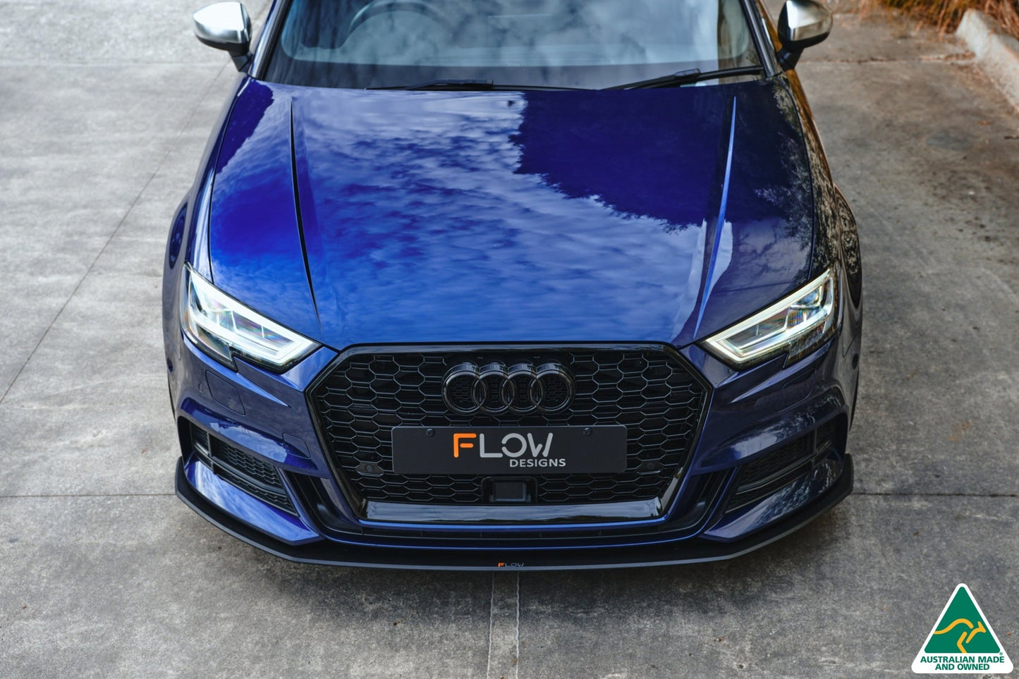 Flow Designs S3 8V Sedan Facelift Front Lip Splitter & Mounting Brace