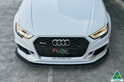 Flow Designs RS3 8V Sedan Facelift Front Lip Splitter & Stainless Steel Mounting Brace