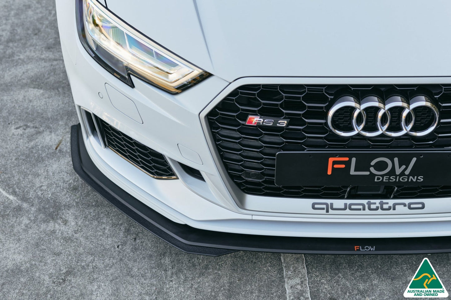 Flow Designs RS3 8V Sedan Facelift Front Lip Splitter Extensions (Pair)