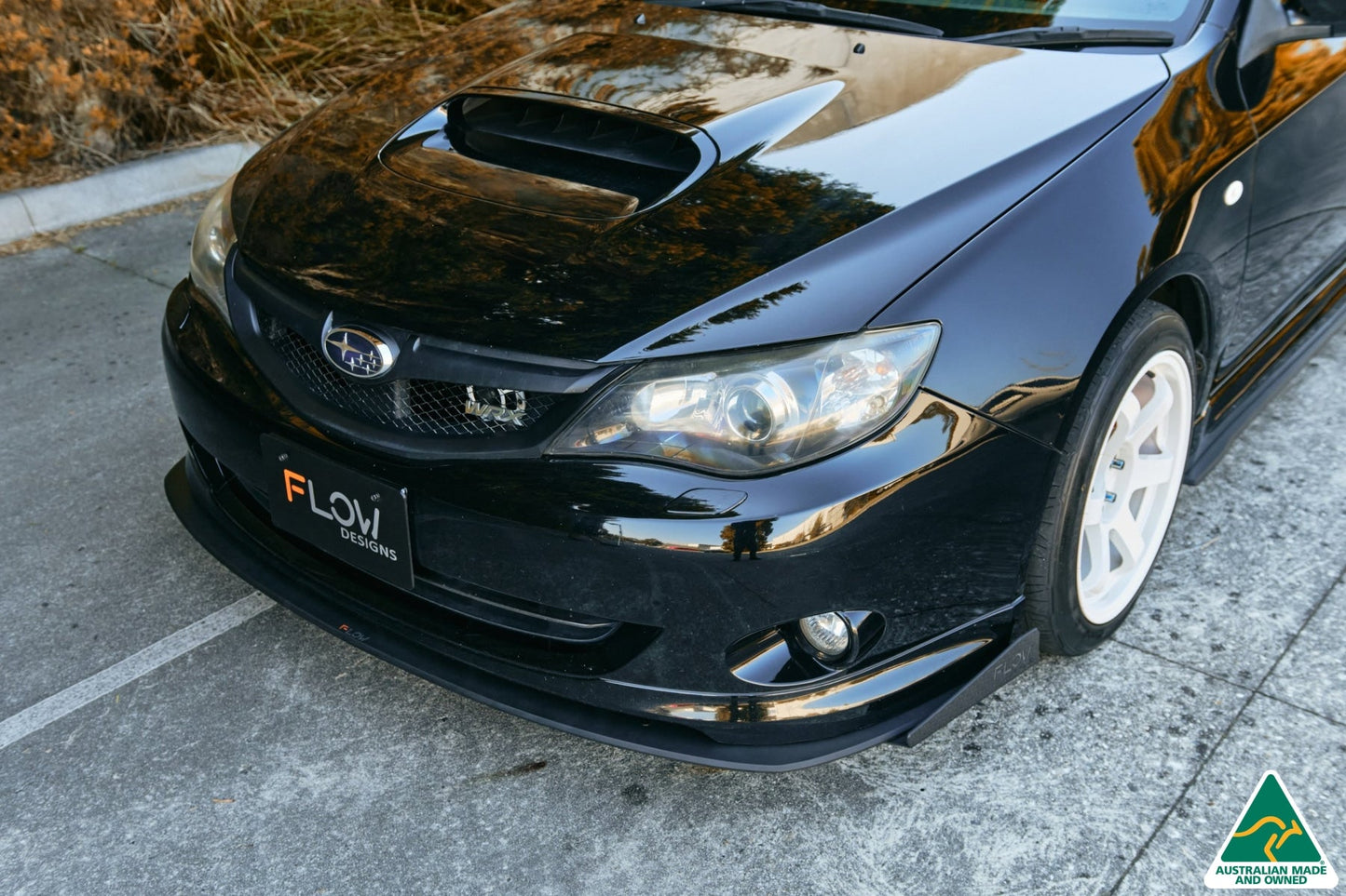 Flow Designs Impreza WRX/RS G3 Hatch PFL Front Lip Splitter & Mounting Brace