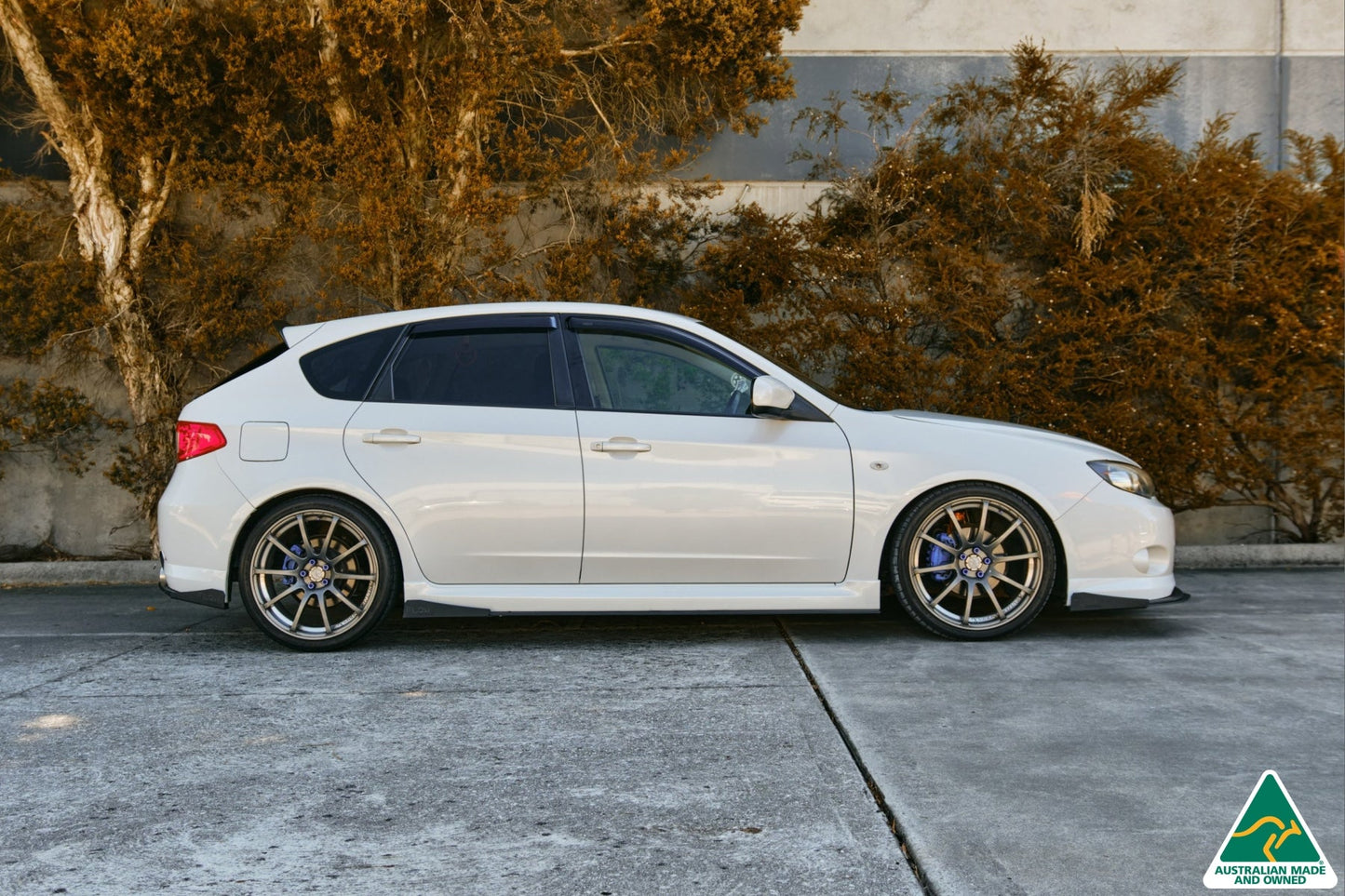 Flow Designs EX-DISPLAY - Impreza WRX/RS G3 Hatch/Sedan PFL Side Skirt Splitters (Pair) - TEXTURED MATTE BLACK
