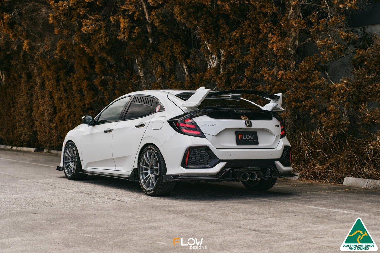 Flow Designs DEMO STOCK - FK4/FK7 Civic RS Hatch PFL Flow-Lock Rear Diffuser - GLOSS BLACK