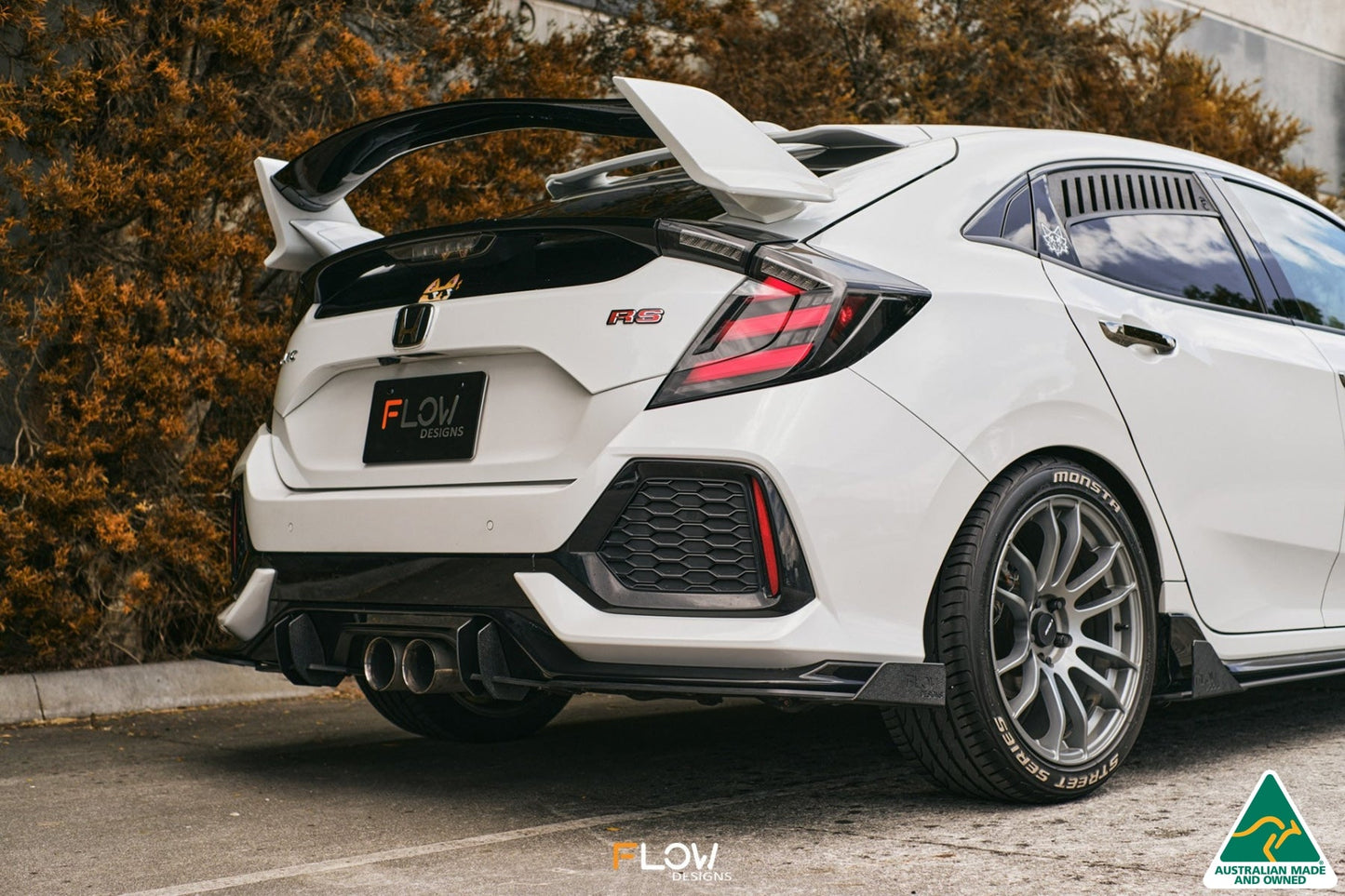 Flow Designs DEMO STOCK - FK4/FK7 Civic RS Hatch PFL Flow-Lock Rear Diffuser - GLOSS BLACK