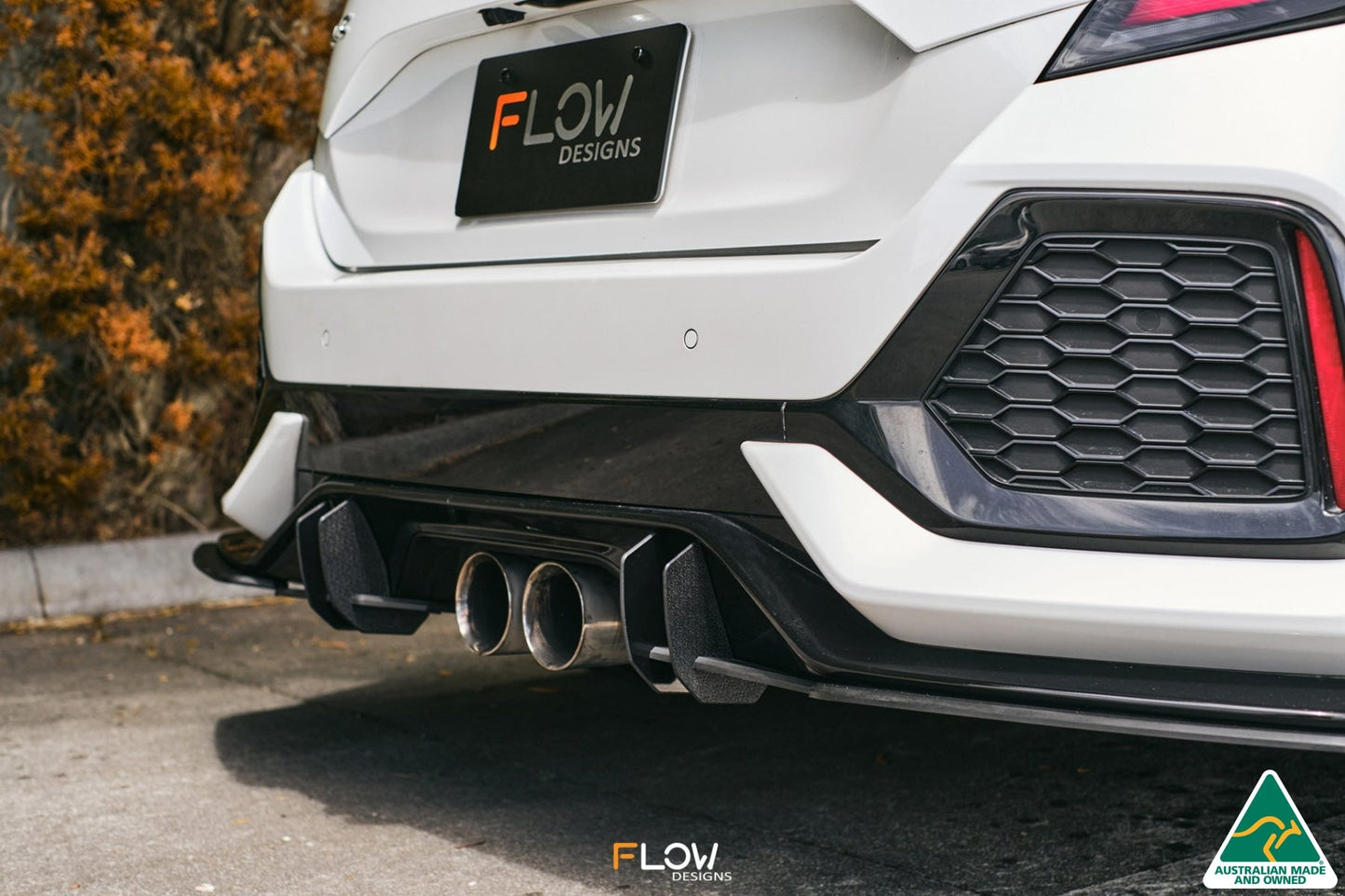 Flow Designs DEMO STOCK - FK4/FK7 Civic RS Hatch PFL Flow-Lock Rear Diffuser - GLOSS BLACK