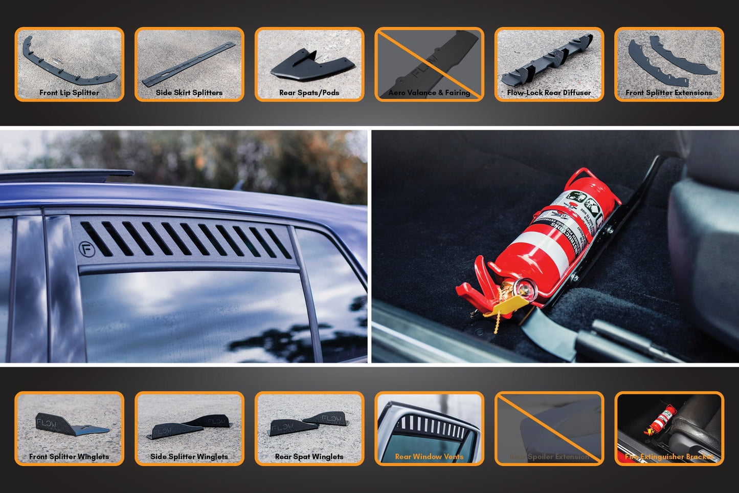 Flow Designs MK7.5 Golf R Full Lip Splitter Set with Flow-Lock Rear Diffuser