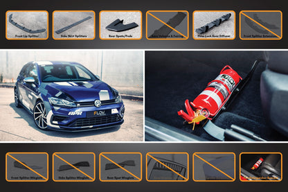 Flow Designs MK7.5 Golf R Full Lip Splitter Set with Flow-Lock Rear Diffuser