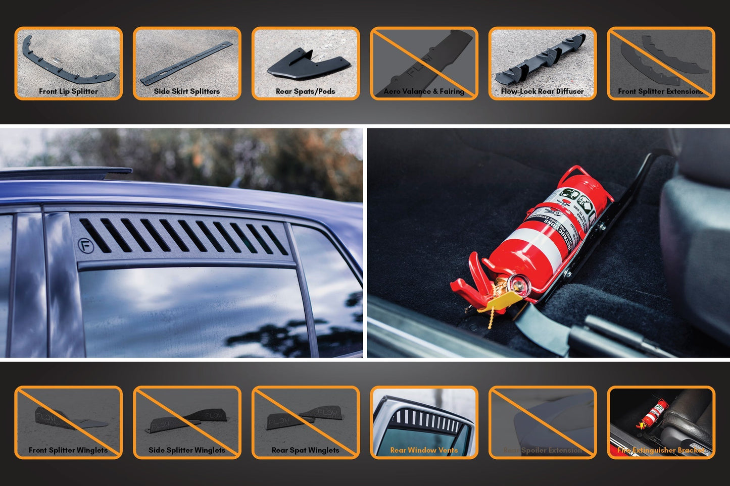 Flow Designs MK7.5 Golf R Full Lip Splitter Set with Flow-Lock Rear Diffuser