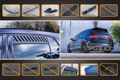 Flow Designs MK7.5 Golf R Full Lip Splitter Set with Flow-Lock Rear Diffuser