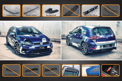 Flow Designs MK7.5 Golf R Full Lip Splitter Set with Flow-Lock Rear Diffuser