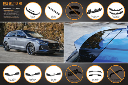 Flow Designs i30 Hatch PD1, PD2 2018-2020 Full Lip Splitter Set with Flow-Lock Rear Diffuser