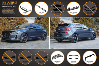 Flow Designs i30 Hatch PD1, PD2 2018-2020 Full Lip Splitter Set with Flow-Lock Rear Diffuser