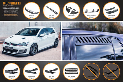 Flow Designs MK7 Golf GTI Full Lip Splitter Set with Flow-Lock Rear Diffuser