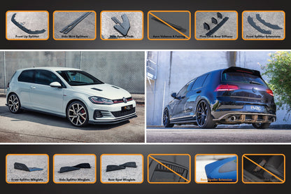 Flow Designs MK7.5 Golf GTI Full Lip Splitter Set with Flow-Lock Rear Diffuser