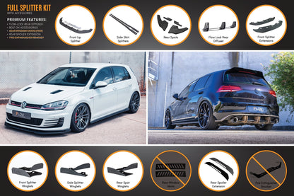 Flow Designs MK7 Golf GTI Full Lip Splitter Set with Flow-Lock Rear Diffuser