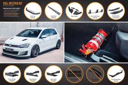 Flow Designs MK7 Golf GTI Full Lip Splitter Set with Flow-Lock Rear Diffuser