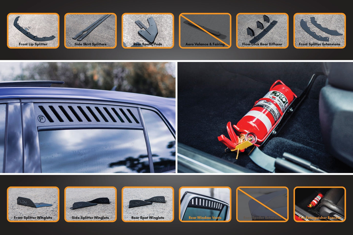 Flow Designs MK7.5 Golf GTI Full Lip Splitter Set with Flow-Lock Rear Diffuser
