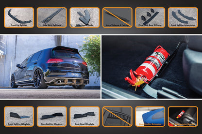 Flow Designs MK7.5 Golf GTI Full Lip Splitter Set with Flow-Lock Rear Diffuser