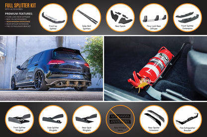 Flow Designs MK7 Golf GTI Full Lip Splitter Set with Flow-Lock Rear Diffuser