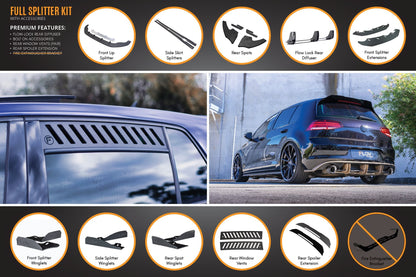 Flow Designs MK7 Golf GTI Full Lip Splitter Set with Flow-Lock Rear Diffuser