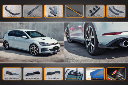 Flow Designs MK7.5 Golf GTI Full Lip Splitter Set with Flow-Lock Rear Diffuser