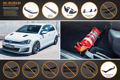 Flow Designs MK7 Golf GTI Full Lip Splitter Set with Flow-Lock Rear Diffuser